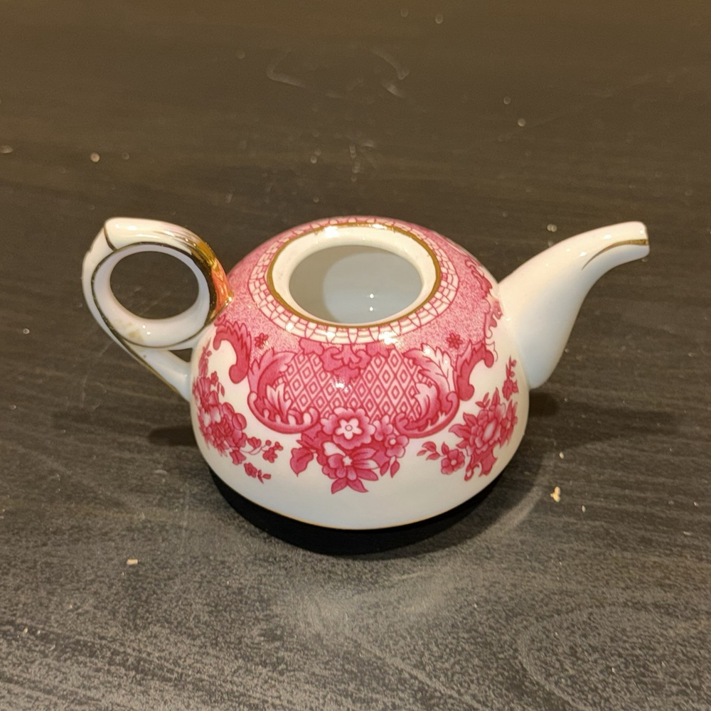 Nantucket Floral Small Gold Rimmed Tea Pot Mini White Pink Flowers POT‎ ONLY